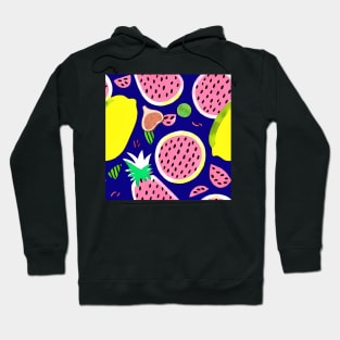 Large scale vector tropical fruits in 70s style Hoodie